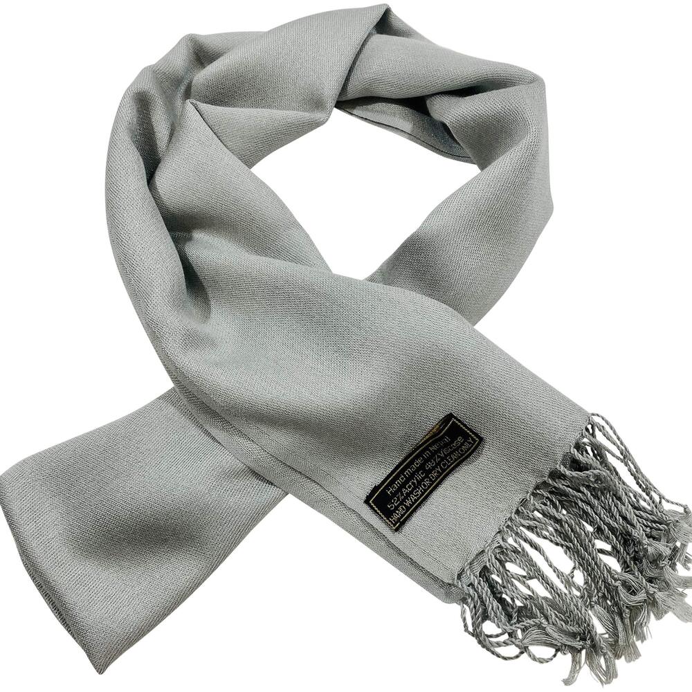 9151 Silver Grey Light Grey Nepalese Solid Color Design Fashion Scarf